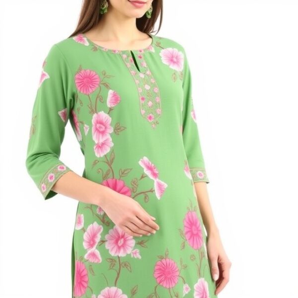 Floral Green Kurti Elegant and stylish traditional wear