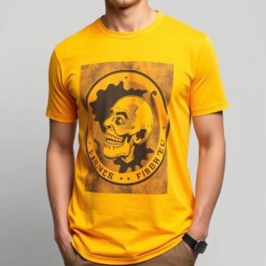 Graphic Yellow T-Shirt Vibrant tee with unique skull design